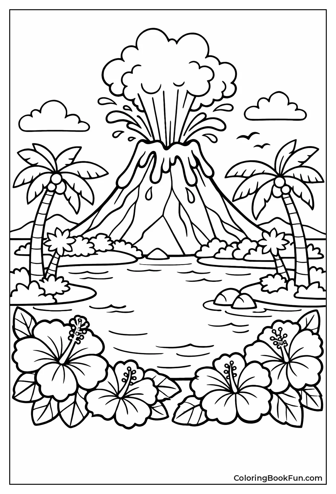 Tropical Island Caldera Lagoon