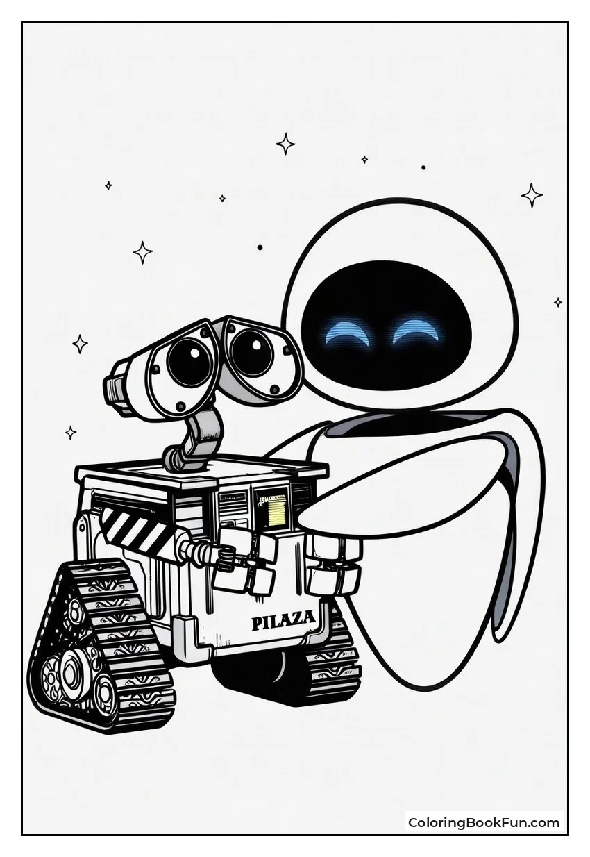 WALL-E Hugs EVE among Stars