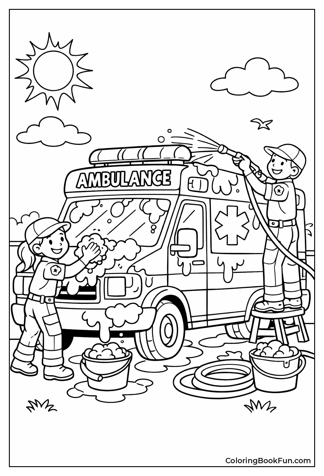 Washing Ambulance with Suds