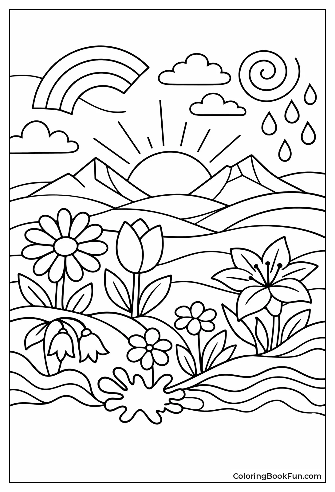 Watercolor Flowers Landscapes