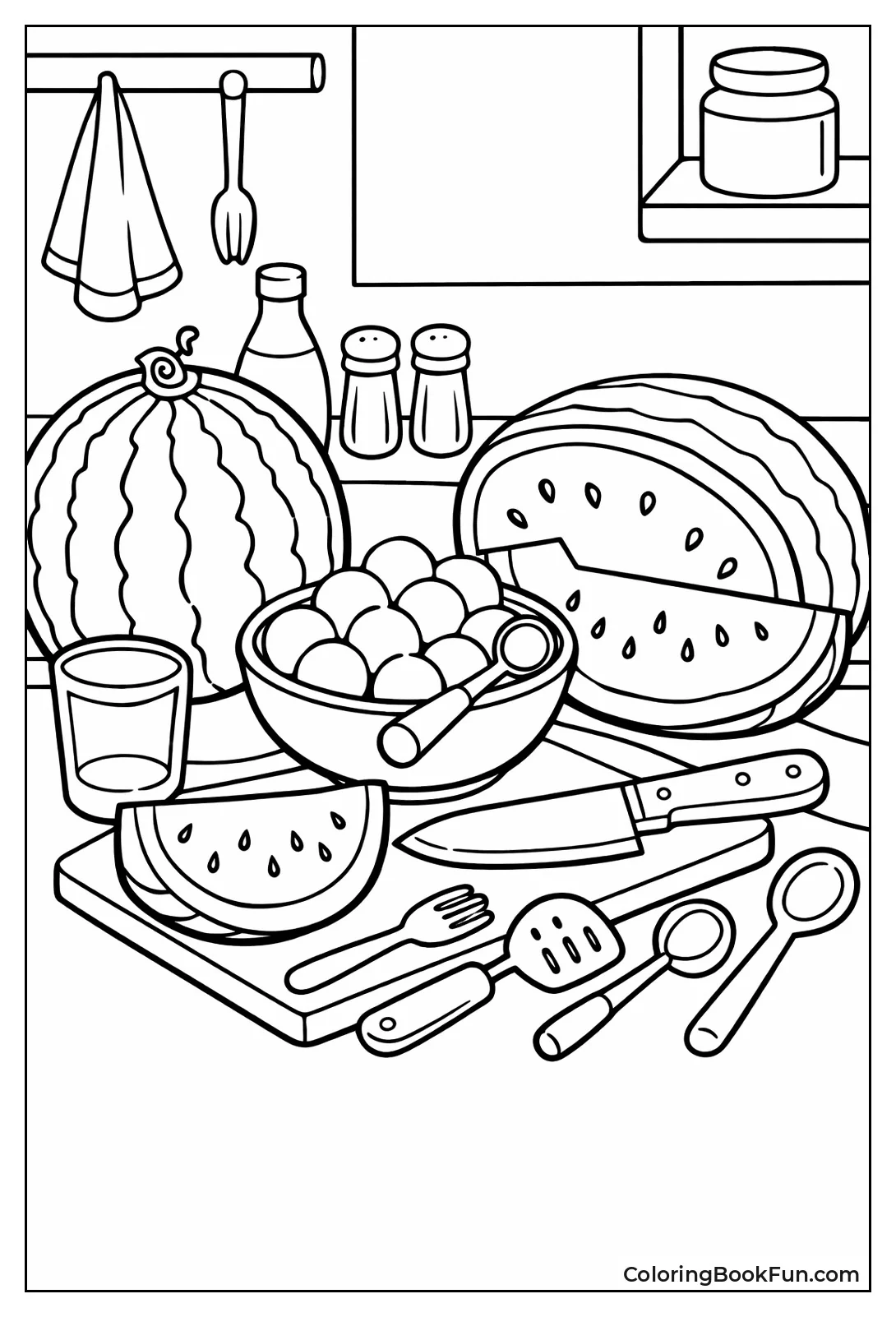 Kitchen Watermelon Prep Scene