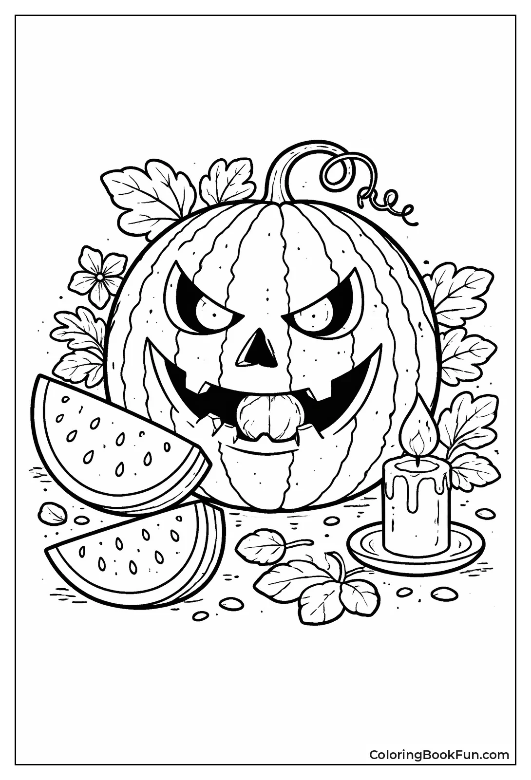 Spooky Carved Watermelon Lantern