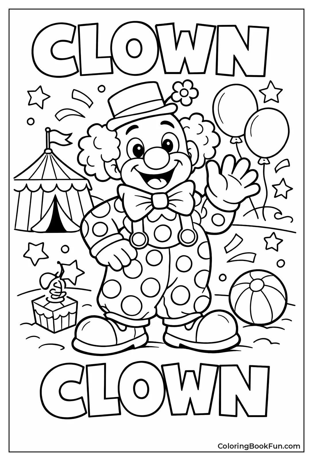 Waving Cartoon Clown Hello