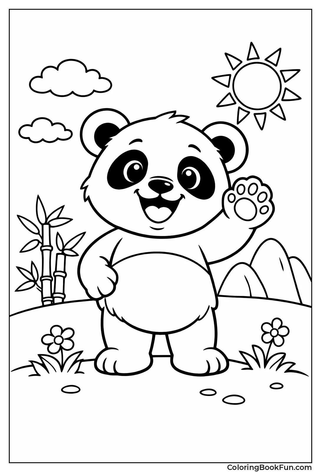 Panda Waving Friendly Smile