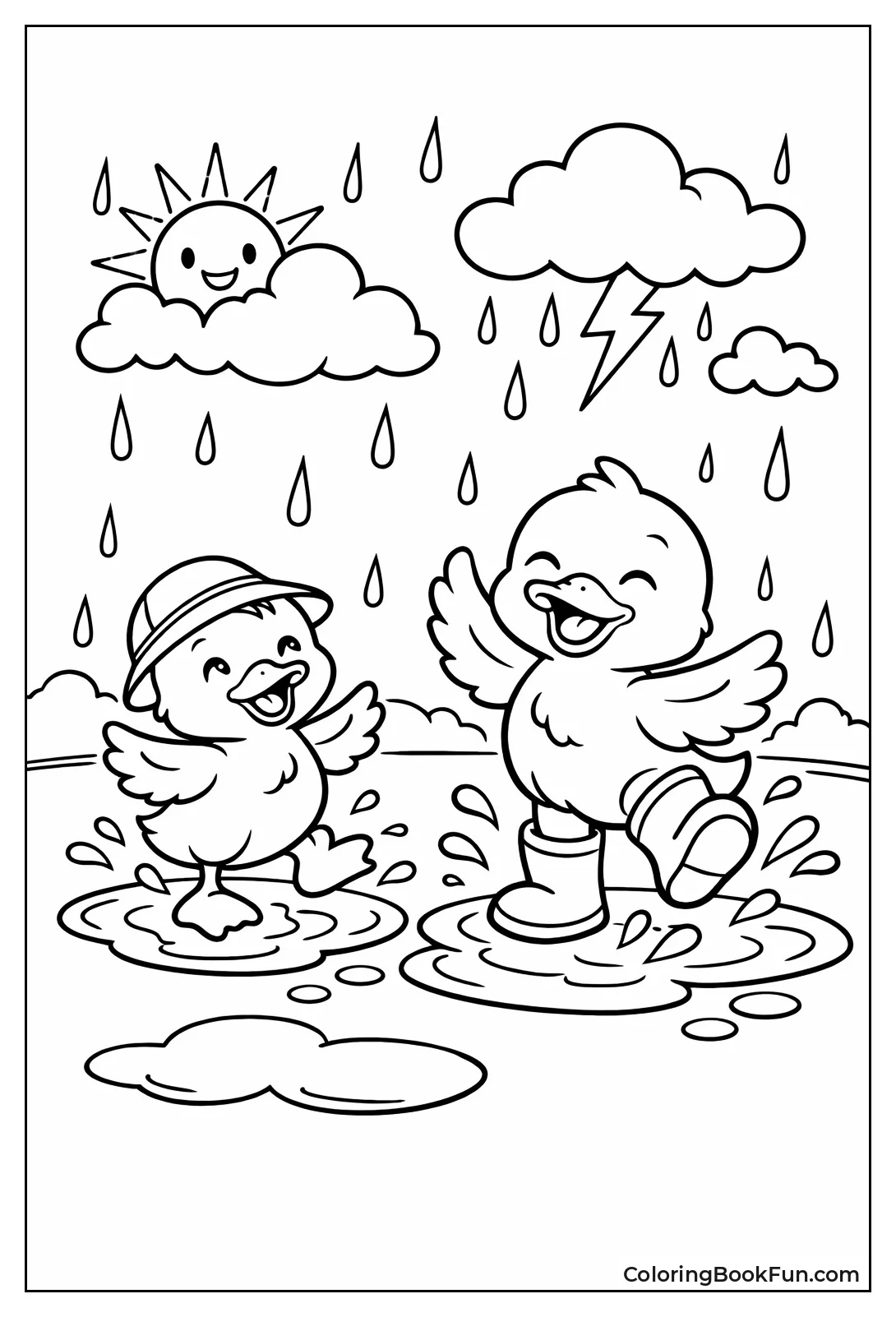 Ducks Splashing Puddles