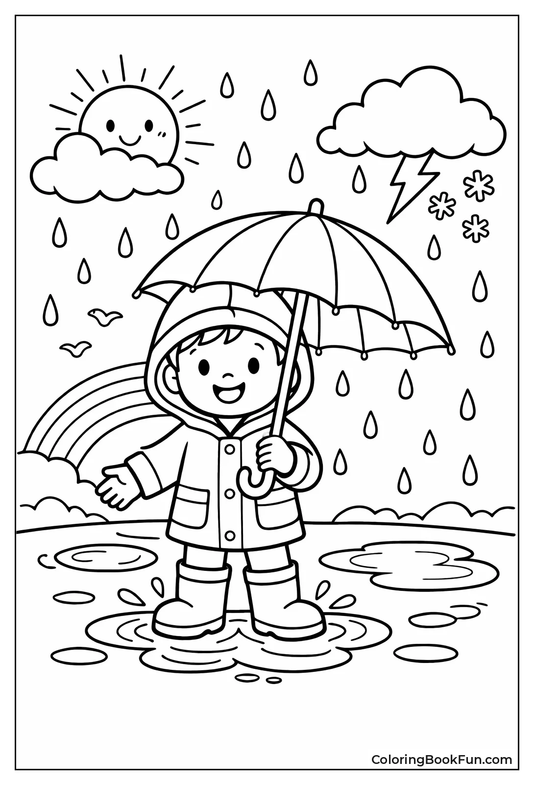 Child Holding Rain Umbrella