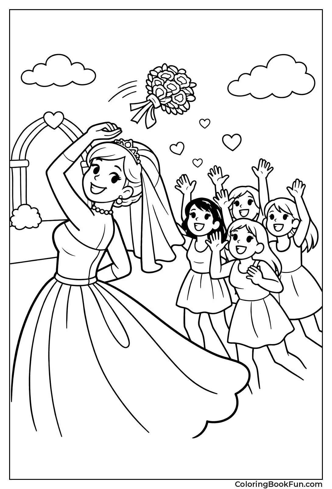 Bride Tossing Bouquet