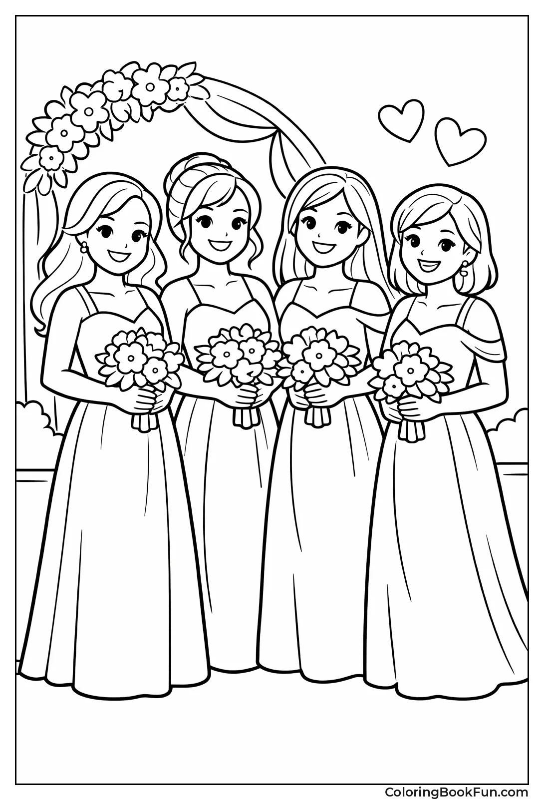 Bridesmaids Holding Bouquets