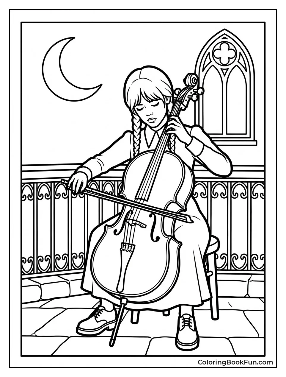 Wednesday Plays Cello at Night