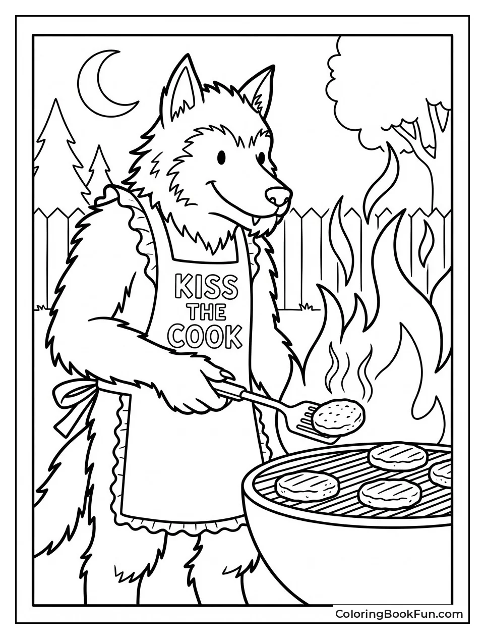 Werewolf Chef Flipping Burgers