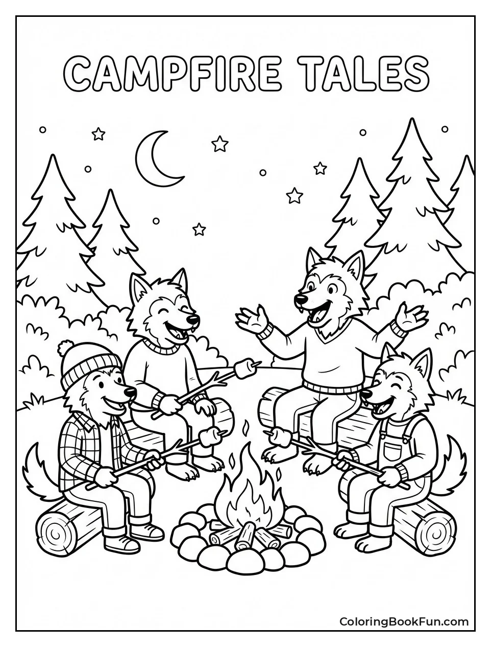 Werewolves Roasting Marshmallows