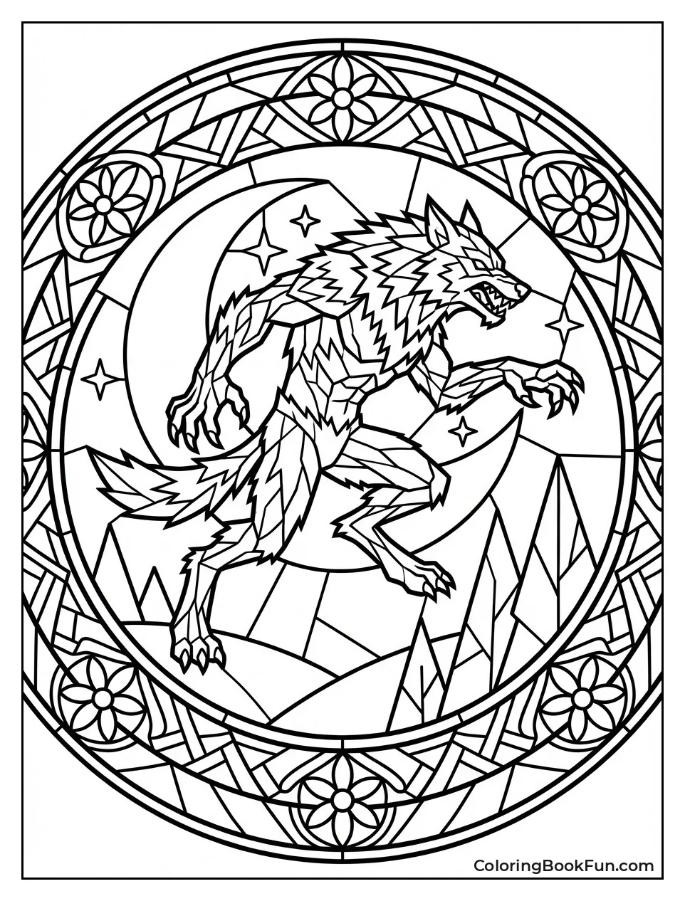 Stained Glass Werewolf Window