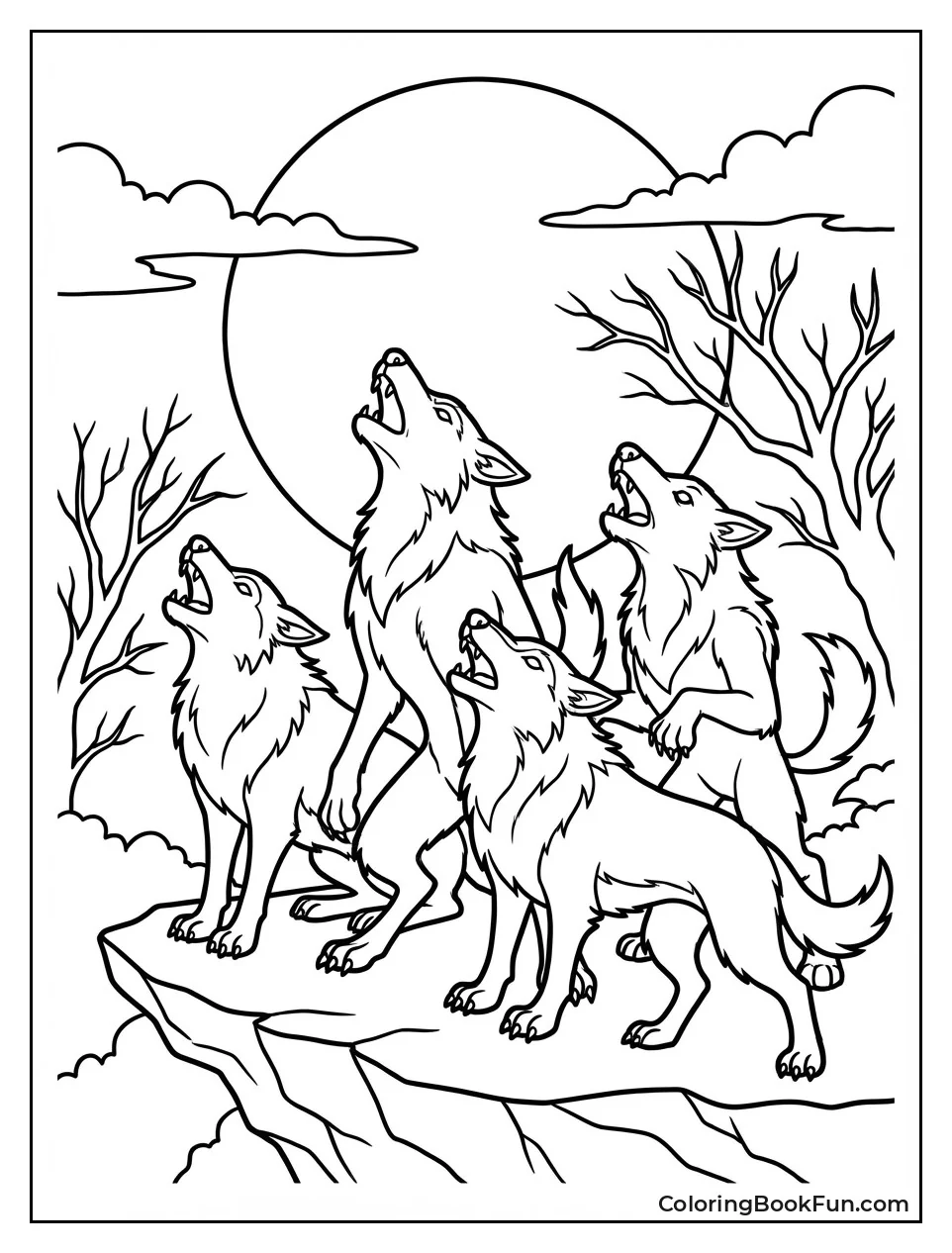 Pack Howling at Moon