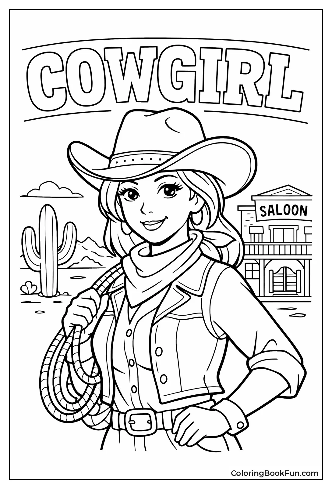 Brave Cowgirl Holding Lasso