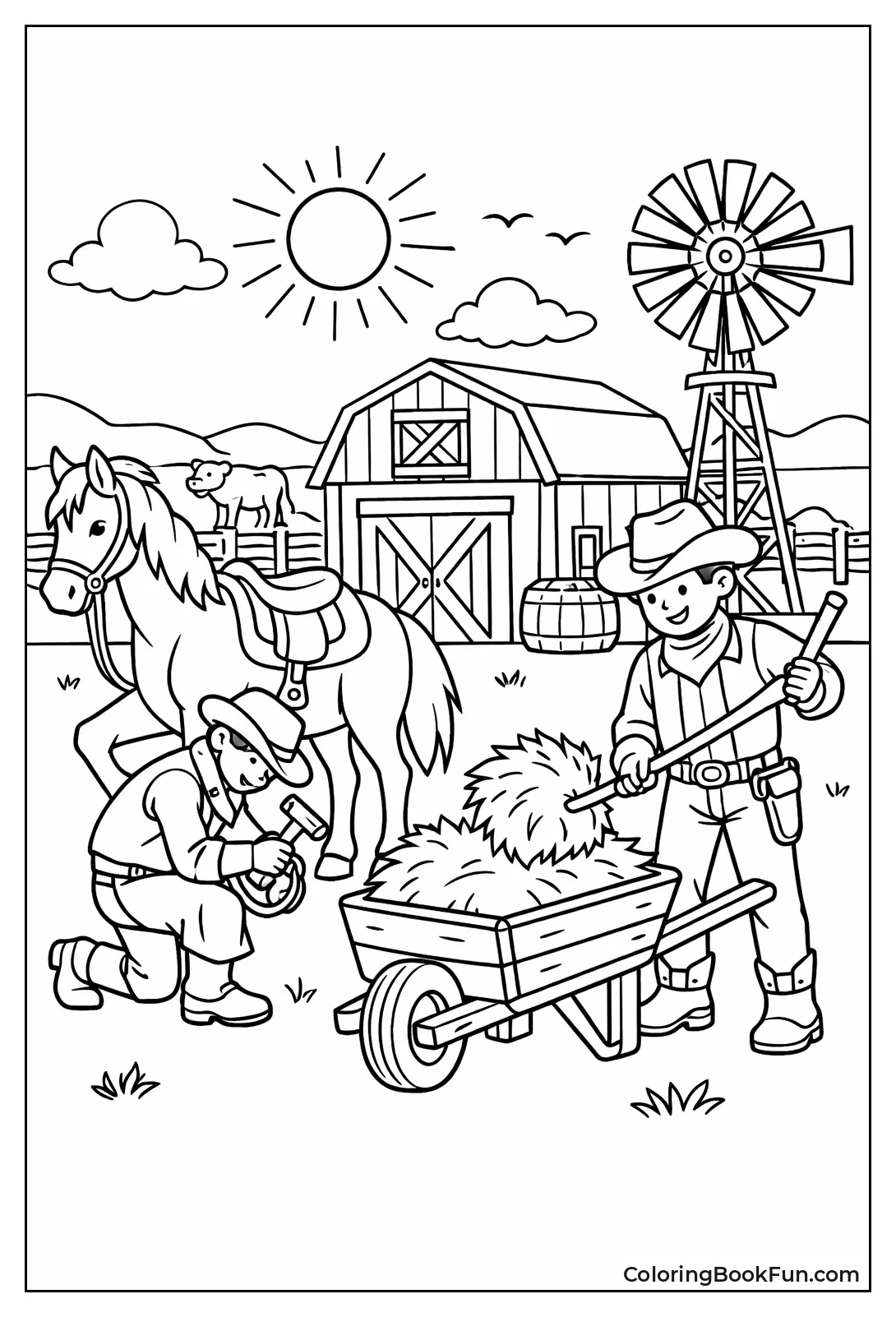 Sunny Ranch with Barn Windmill