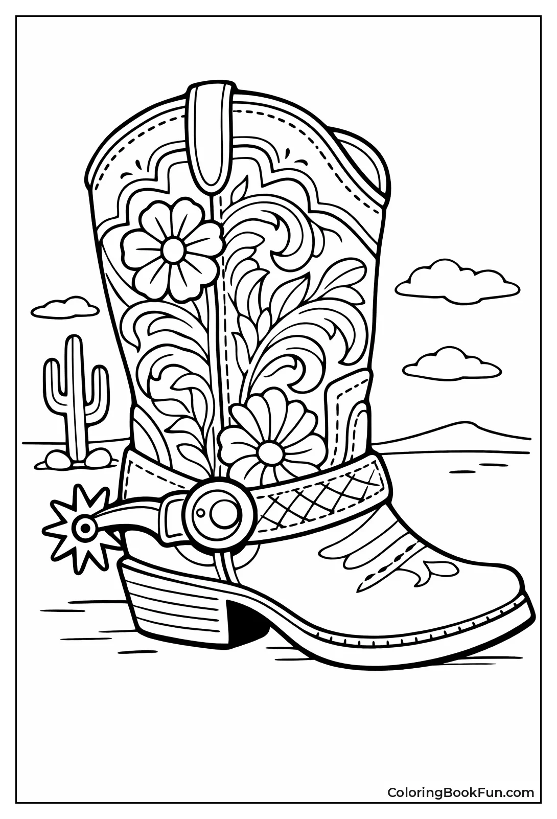 Detailed Cowboy Boot with Spur