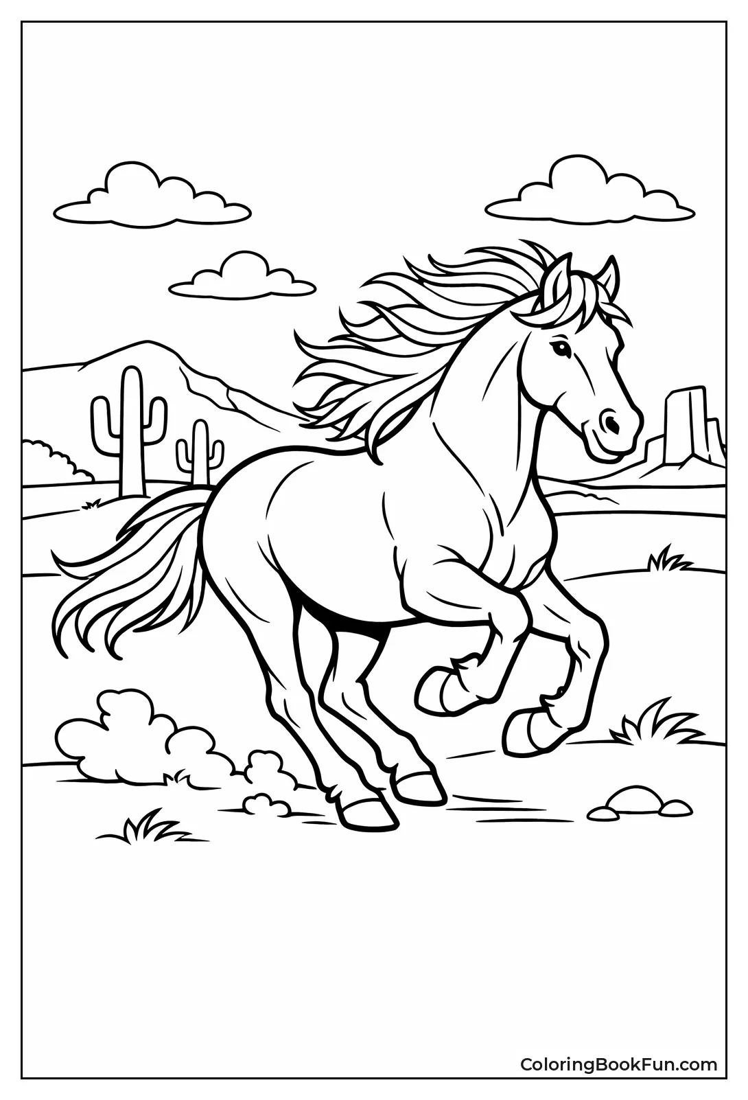 Mustang Galloping Across Open Plains