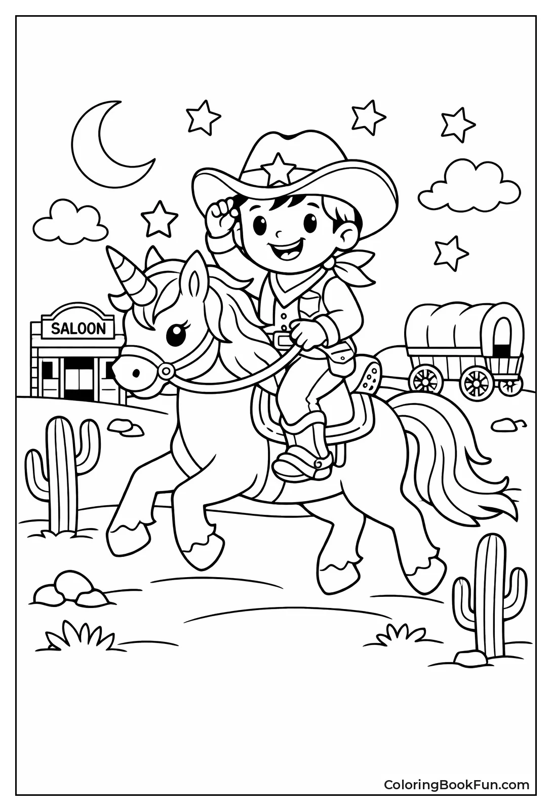 Cowboy Riding Magical Unicorn