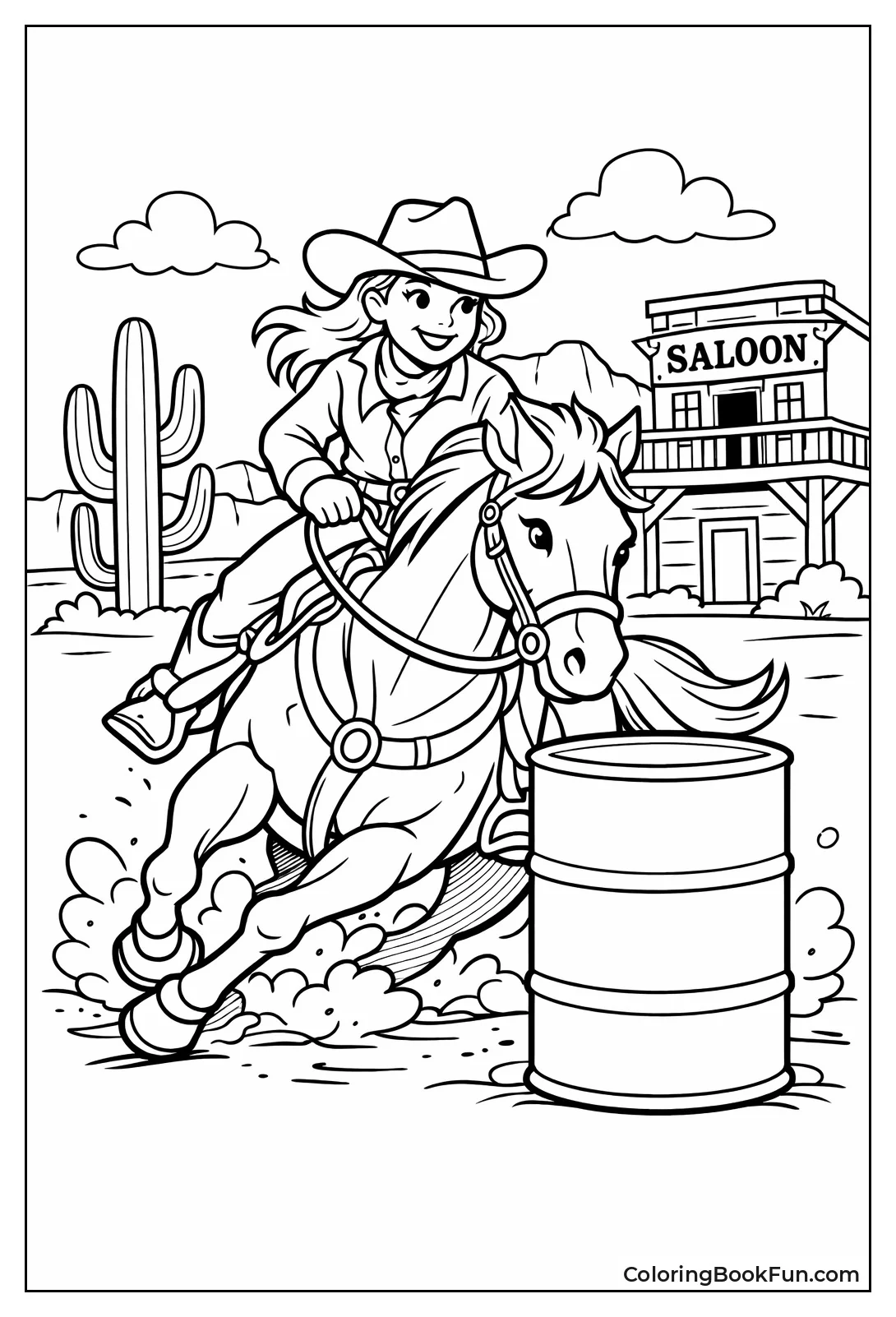Cowgirl Racing Horse Around Barrel