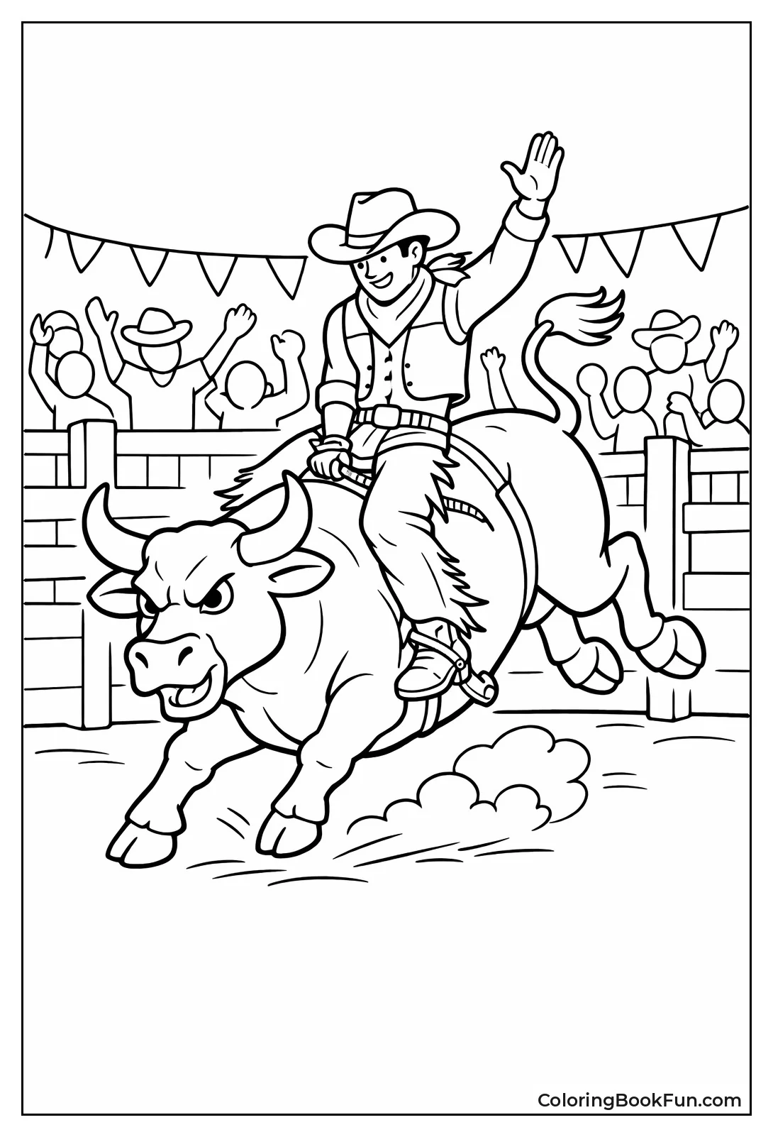 Cowboy Riding Bucking Bull