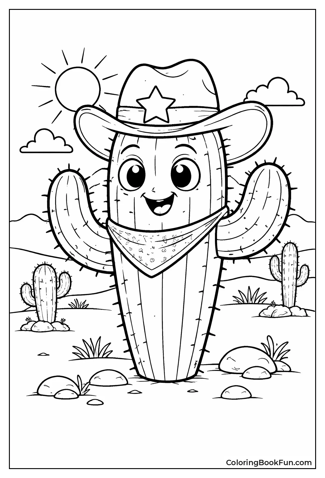 Smiling Saguaro Cactus with Hat