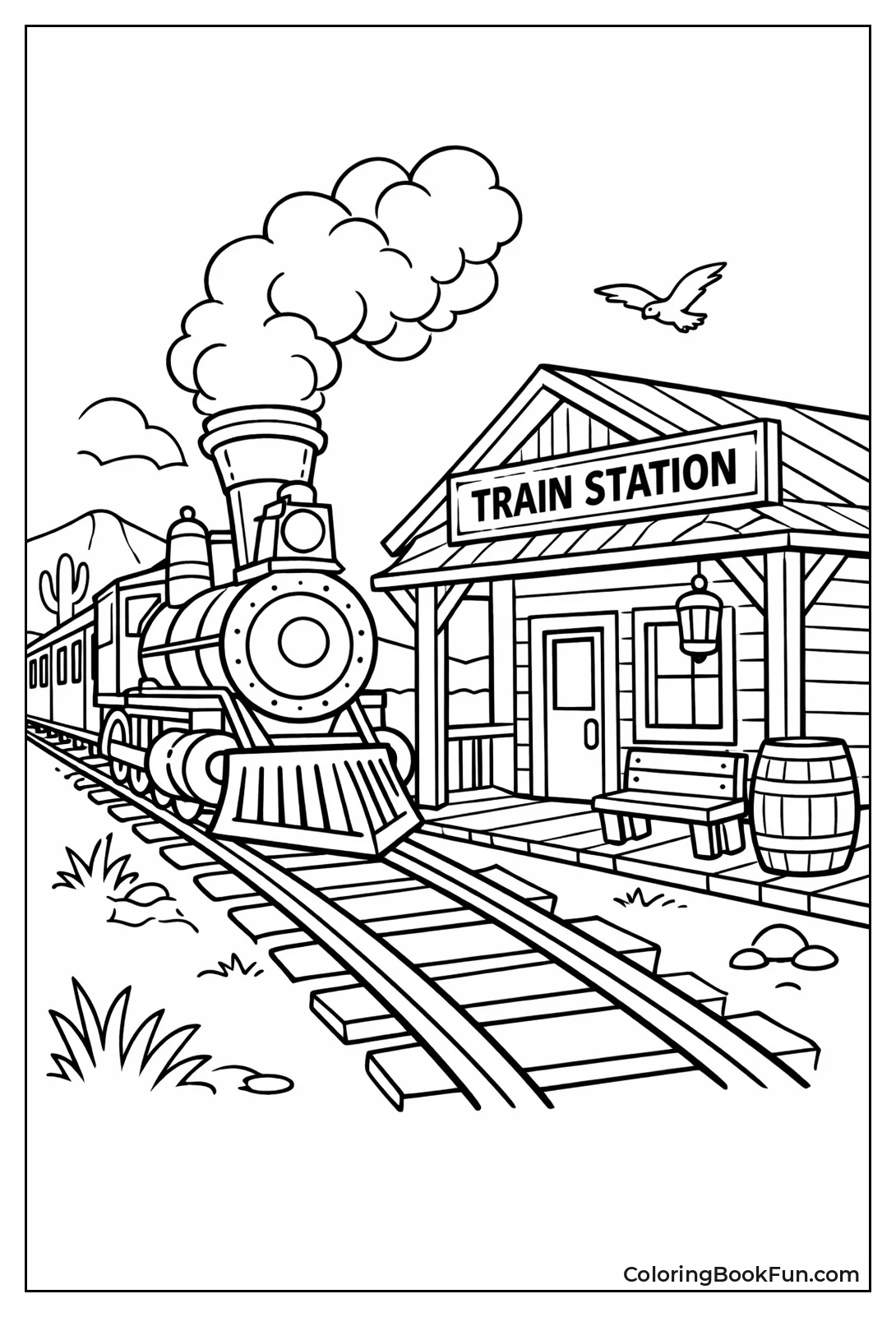 Steam Locomotive at Train Station