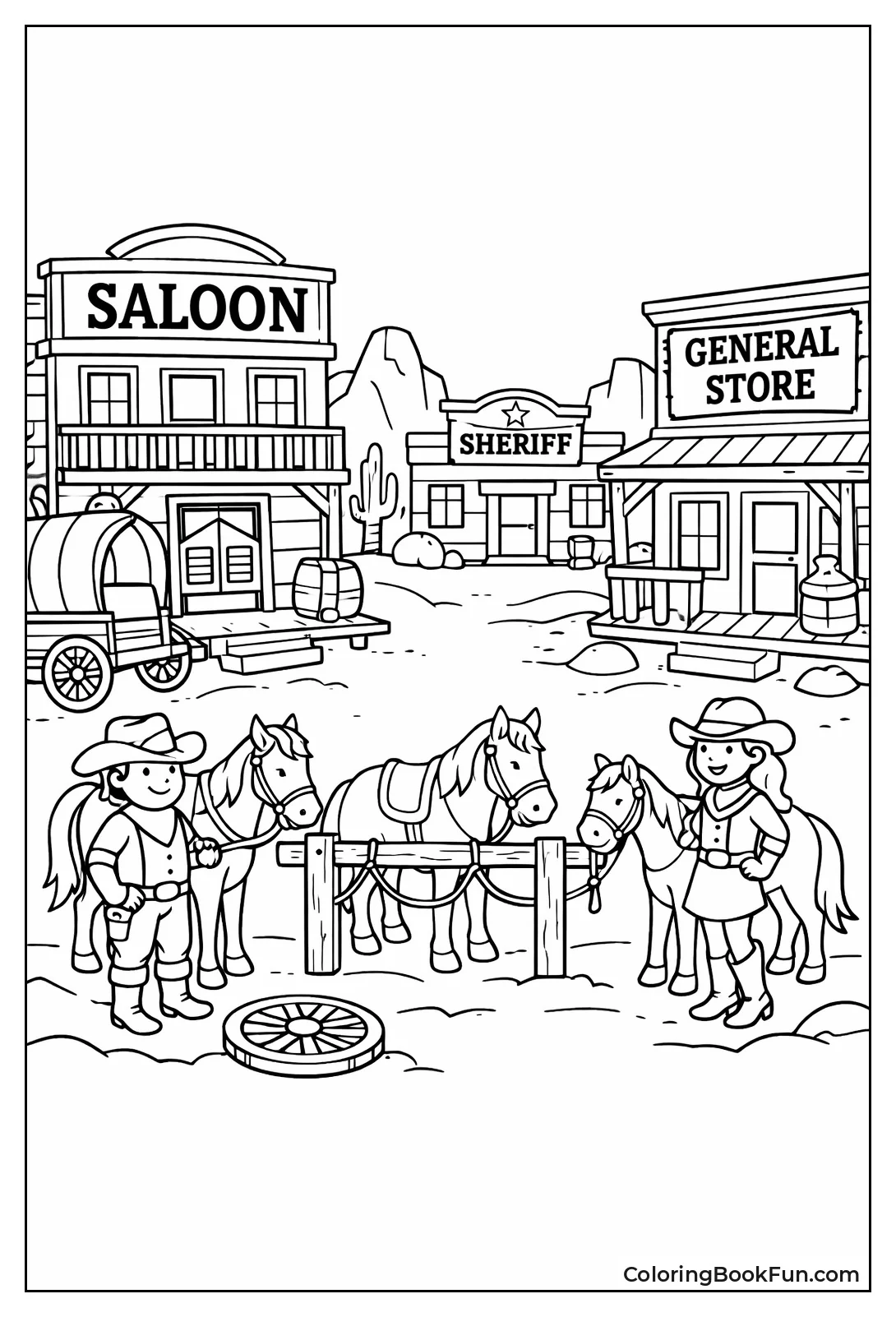 Bustling Street in Frontier Town