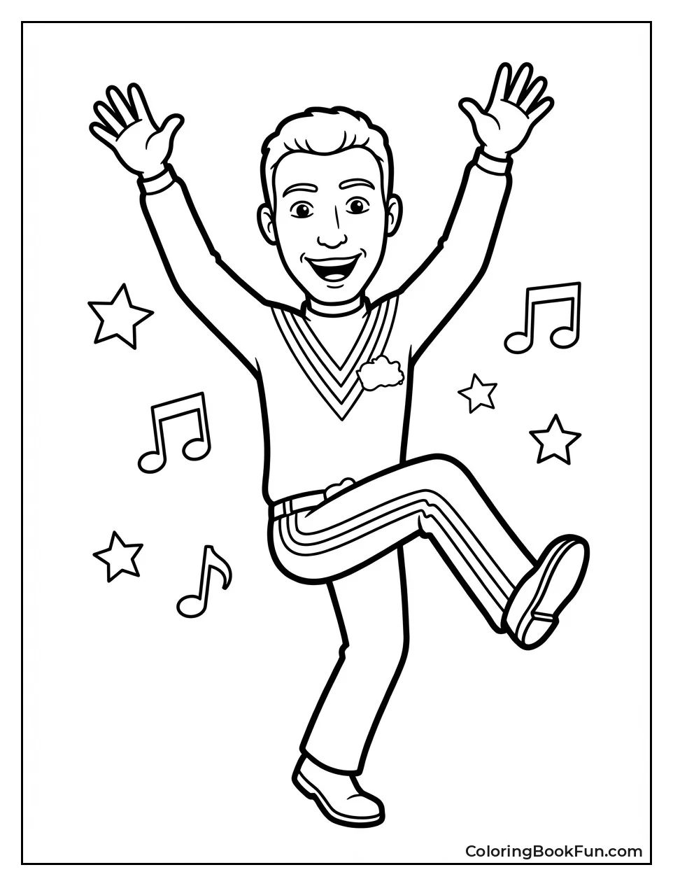 Greg Dances with Arms Raised