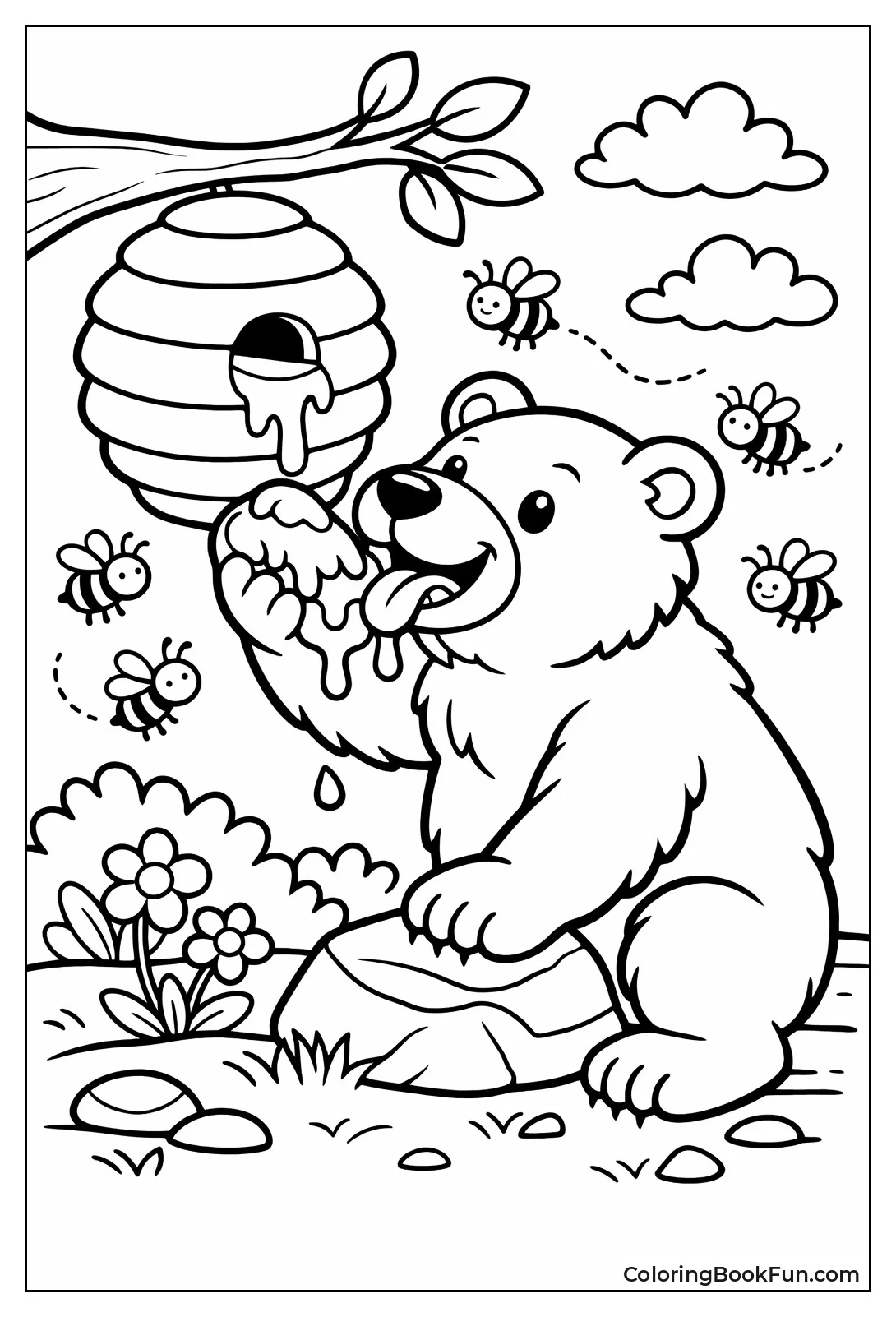 Bear Raids Hive for Honey