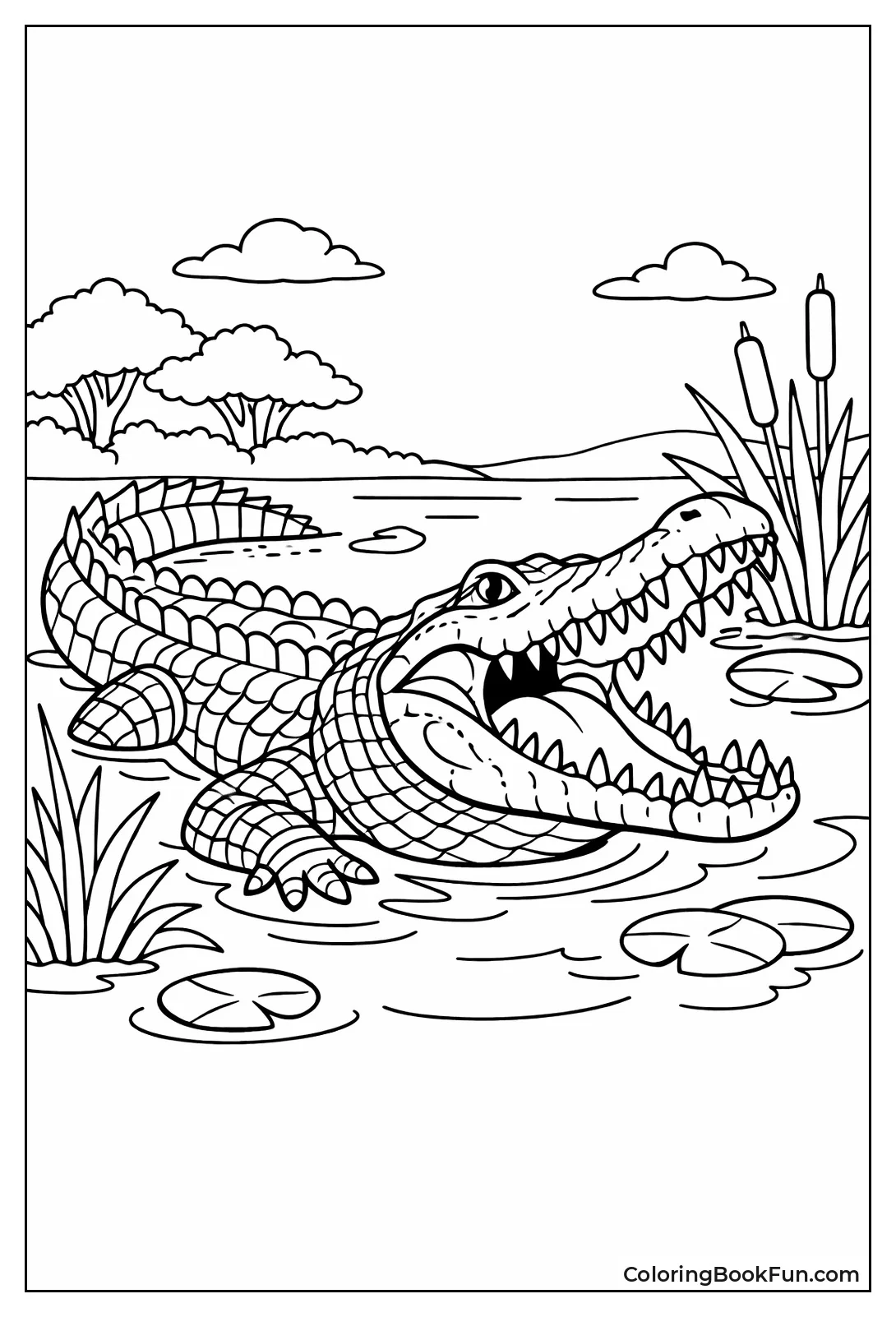 Crocodile Lurks in River