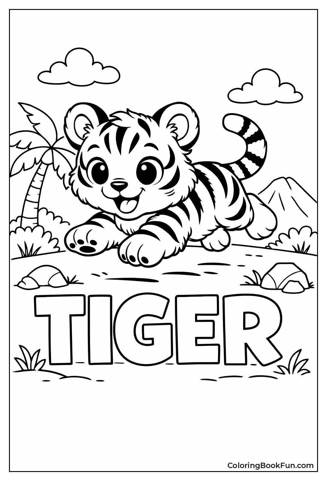 Cute Tiger Cub Pounces Playfully