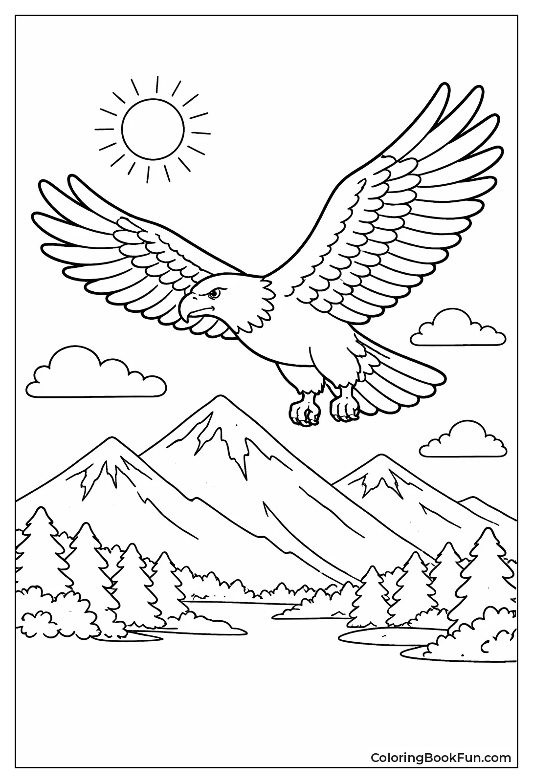 Eagle Soars over Mountains