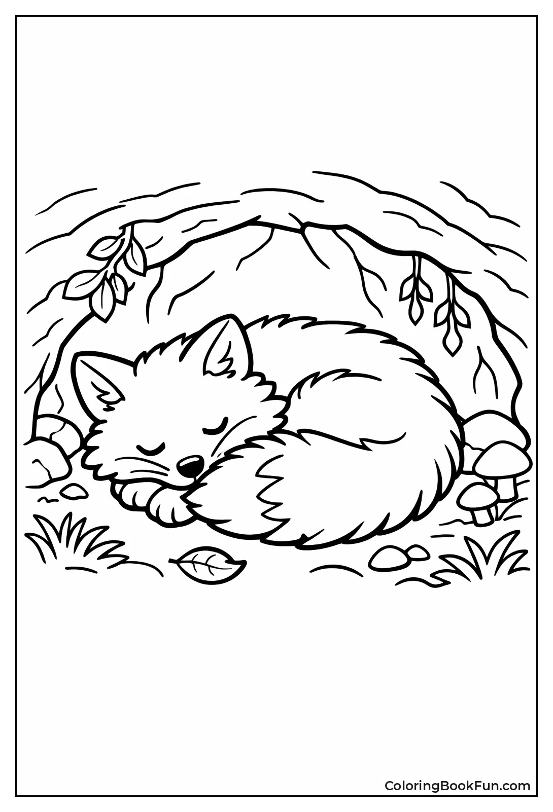 Fox Sleeps in Cozy Den
