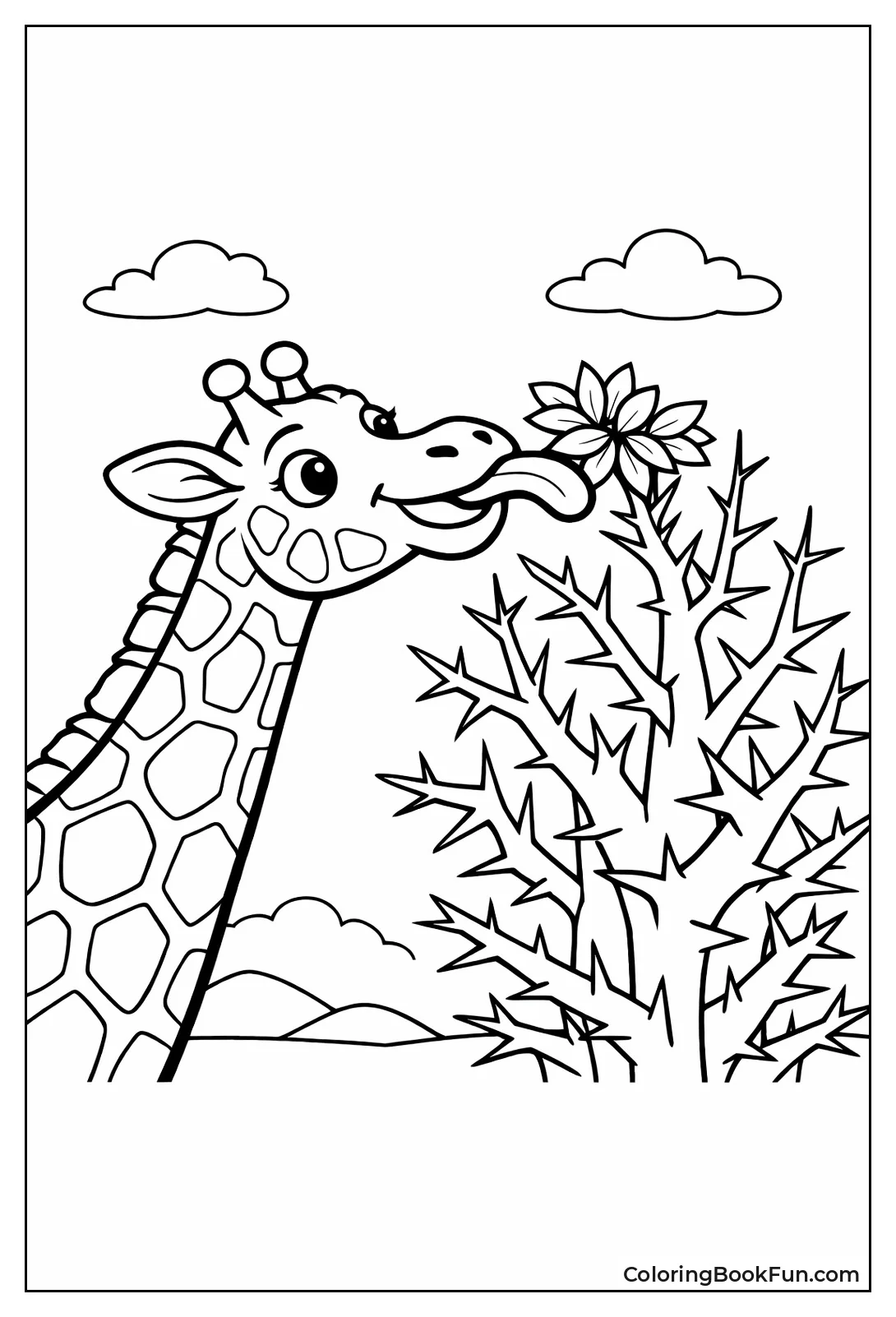 Giraffe Grabs Leaves with Tongue