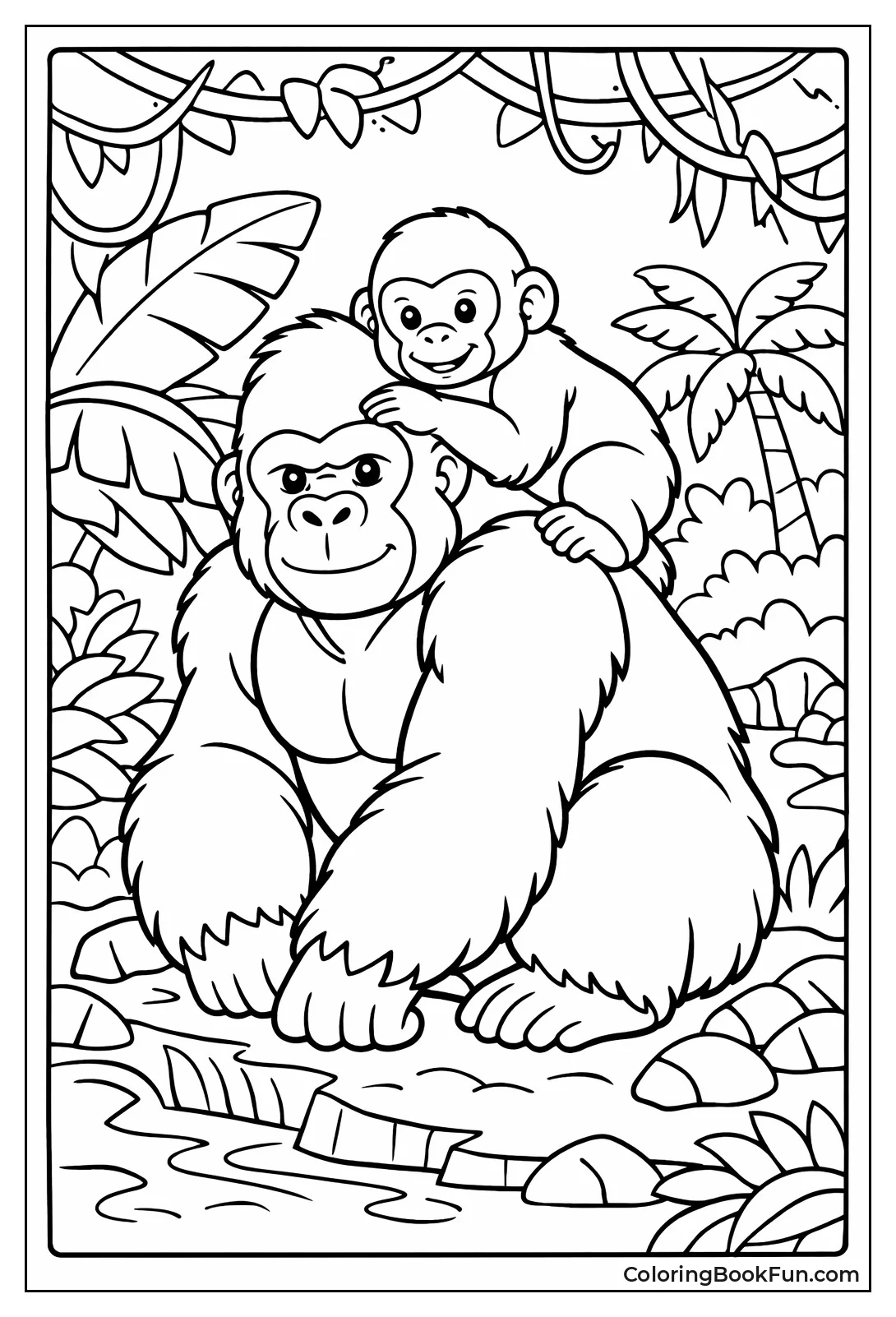 Silverback Gorilla with Young