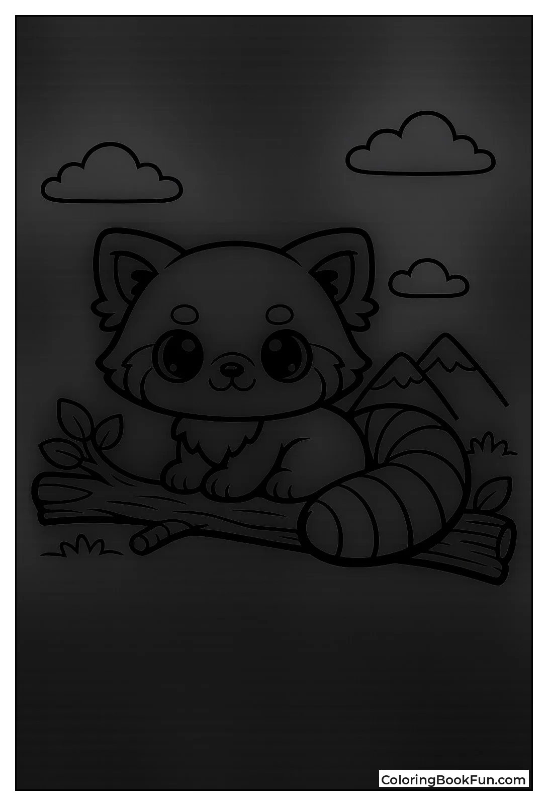 Kawaii Red Panda on Branch