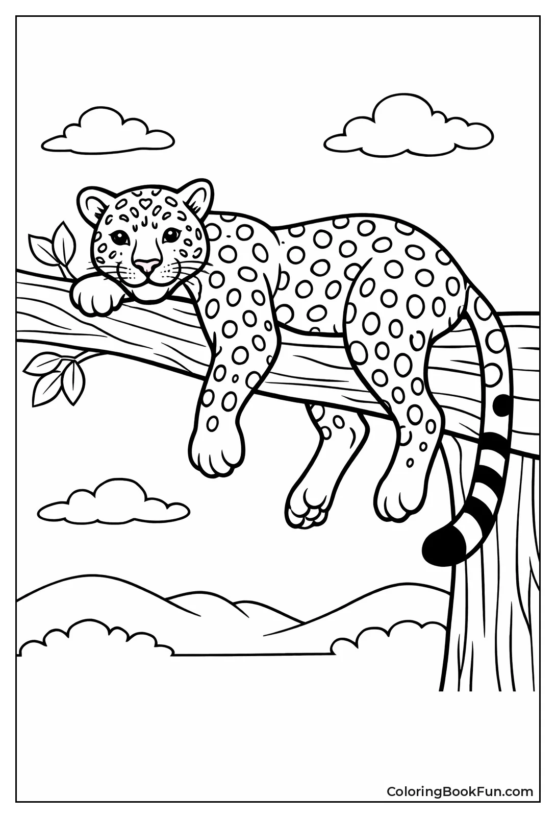 Leopard Sleeps on Branch