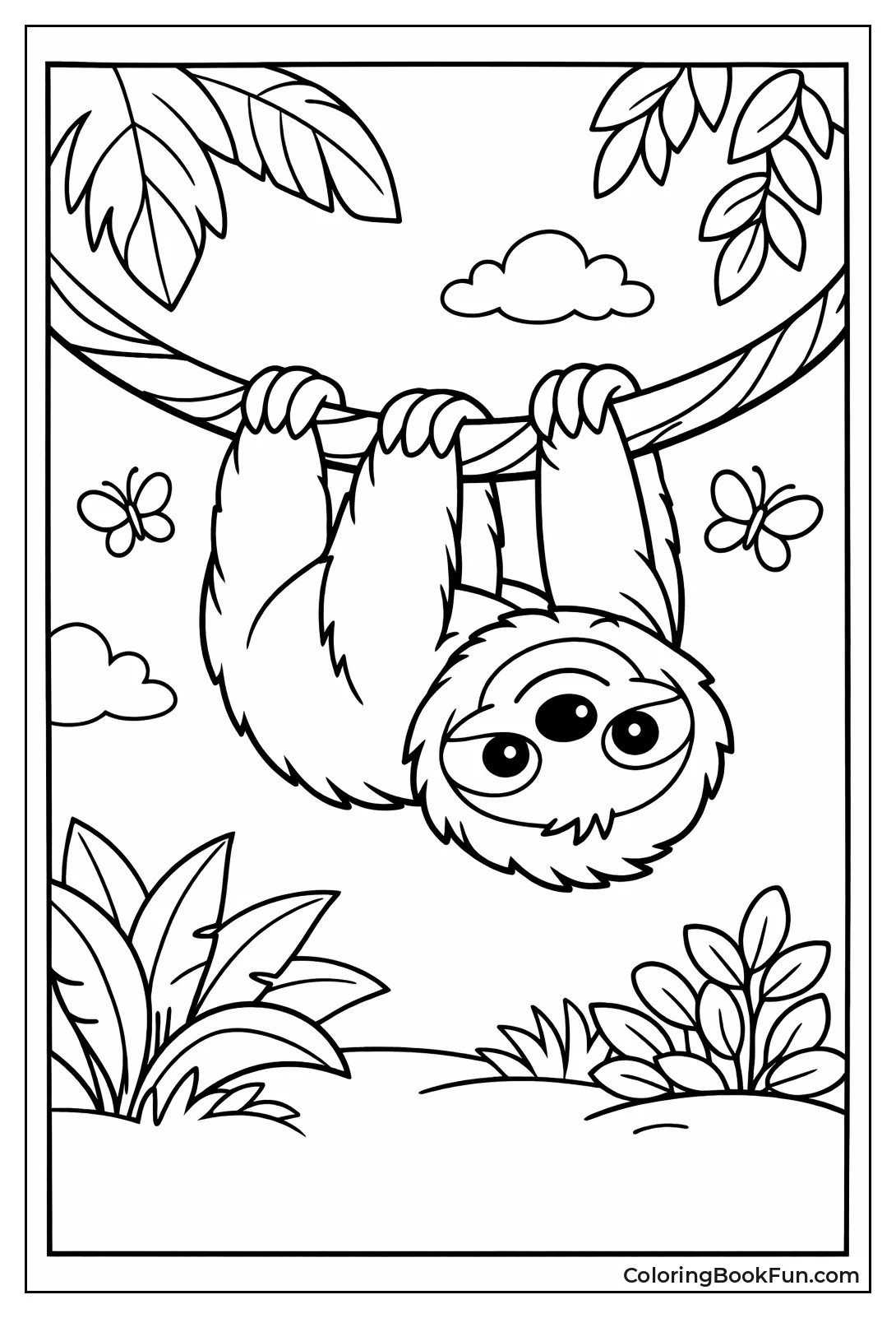 Sloth Hangs from Vine