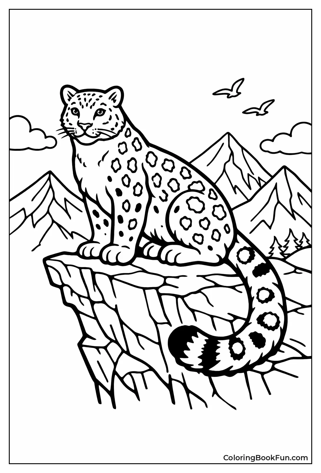 Snow Leopard on Cliff