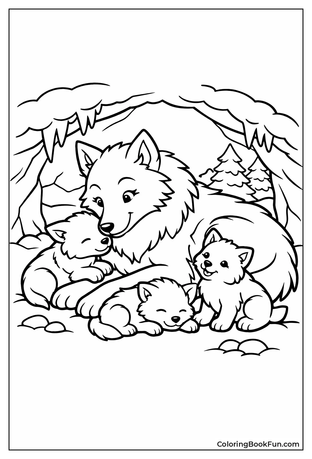 Mother Wolf with Pups