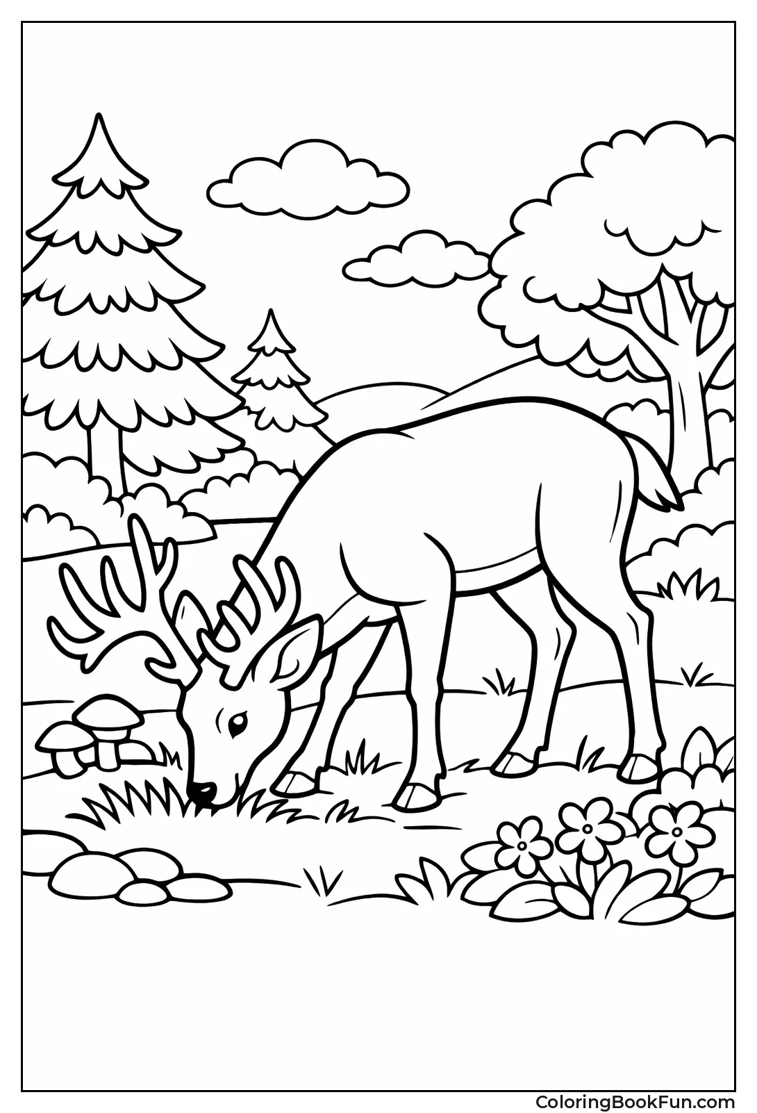 Deer Forages Wild Forest