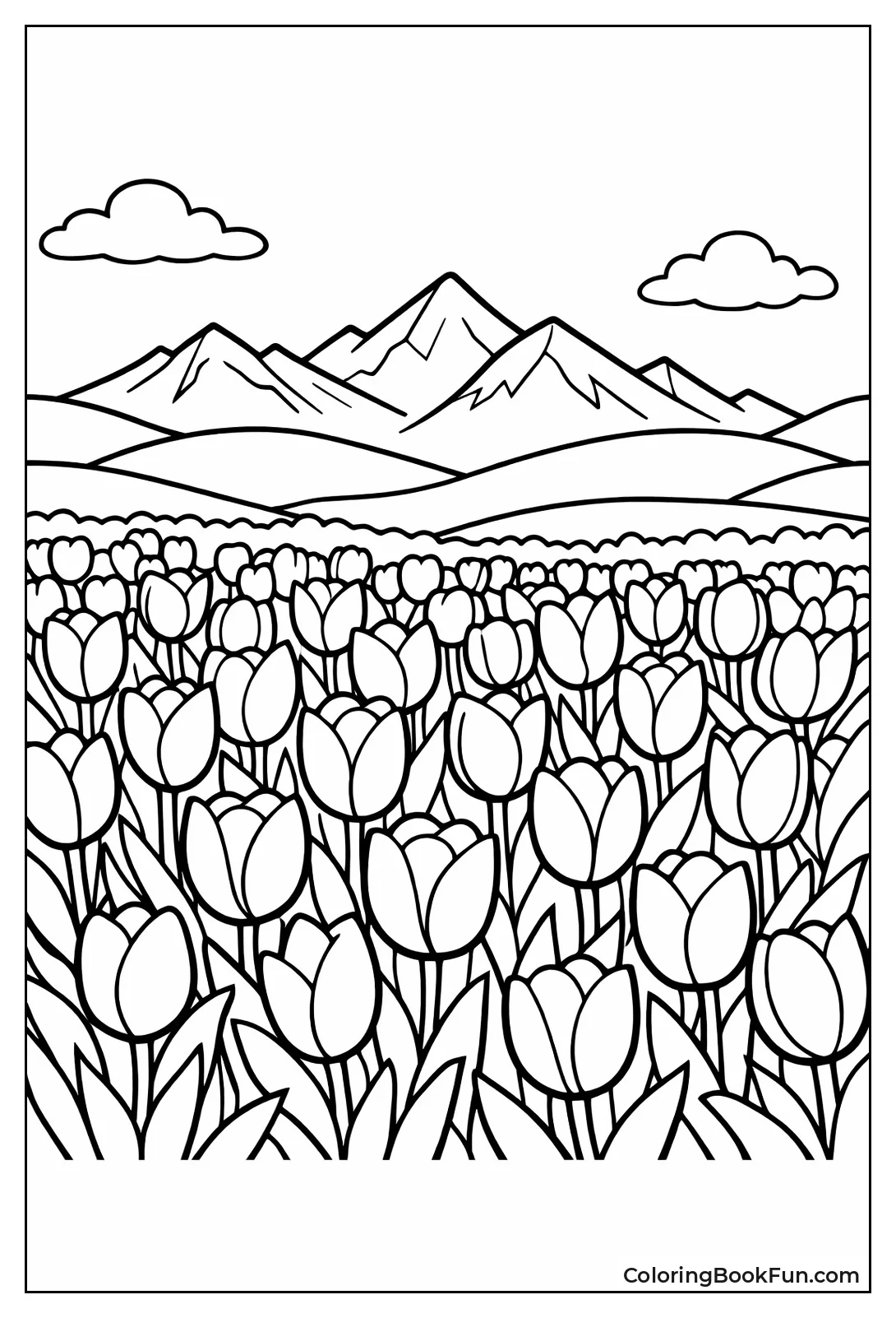 Wild Tulips in Field