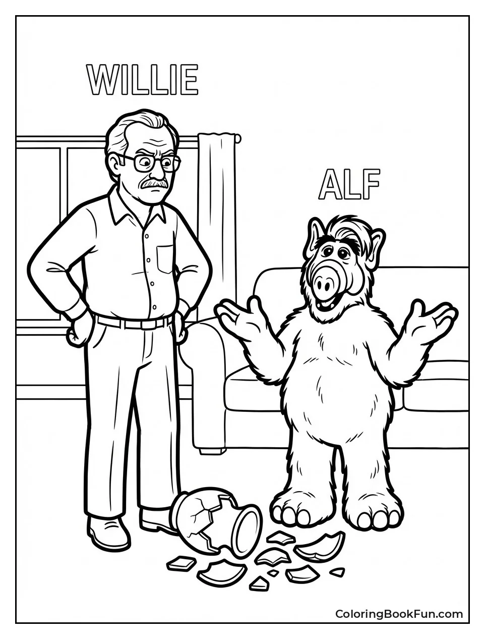 Willie Frowns at Broken Vase