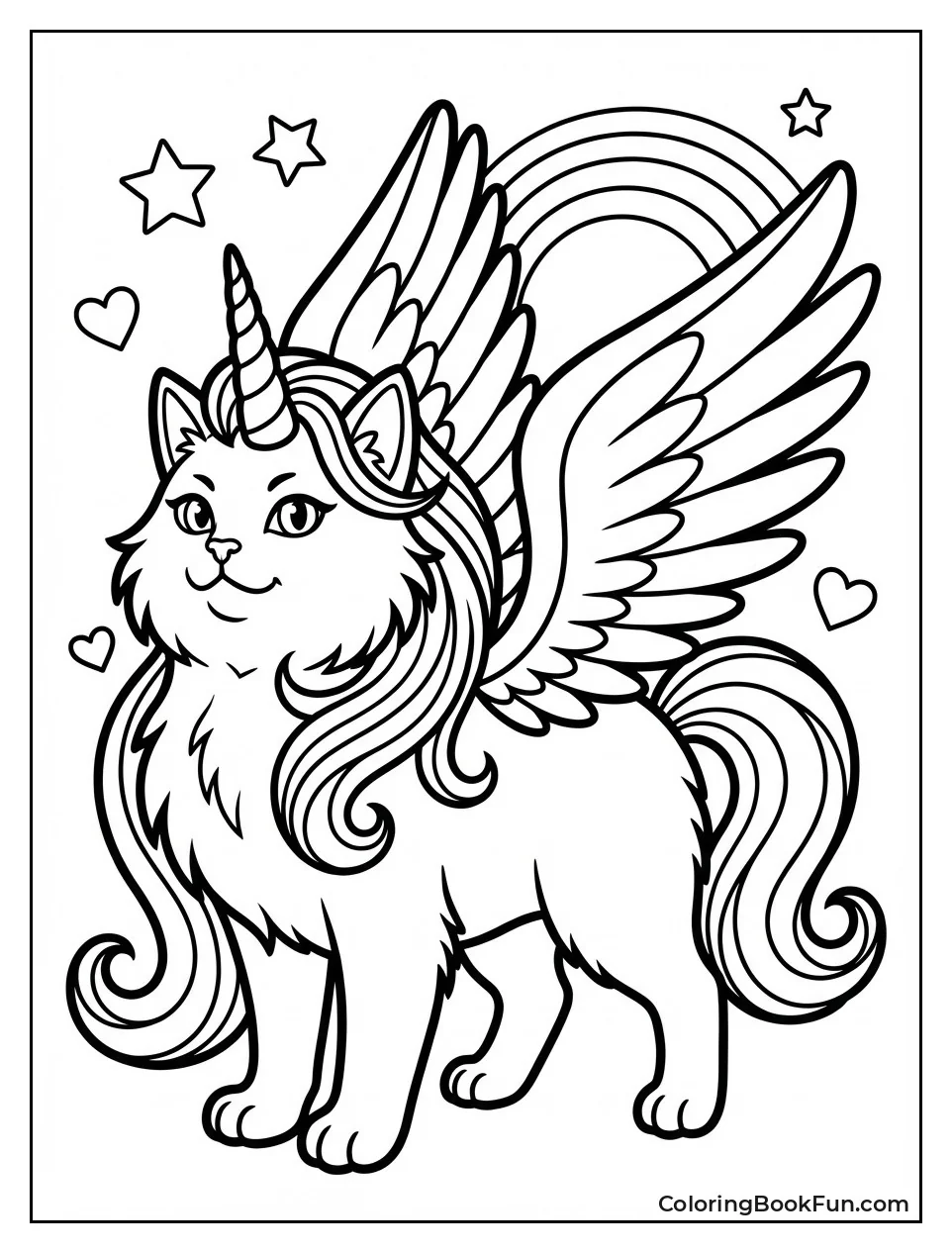 Winged Unicorn Cat Spreads Wings