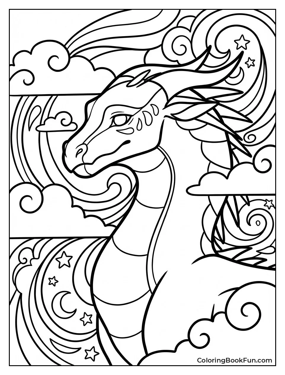 Moonwatcher Dreams with Swirling Clouds