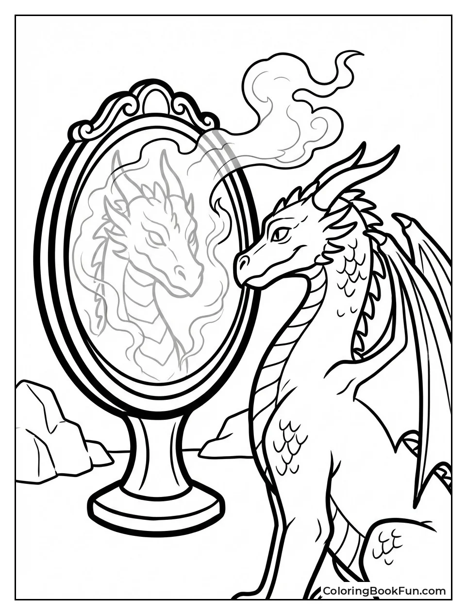 Dragon Gazes into Obsidian Mirror