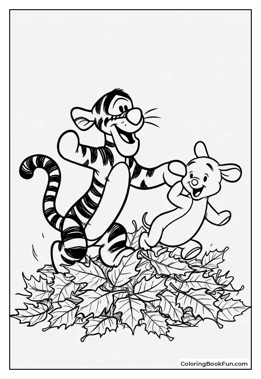 Tigger Jumps in Leaves