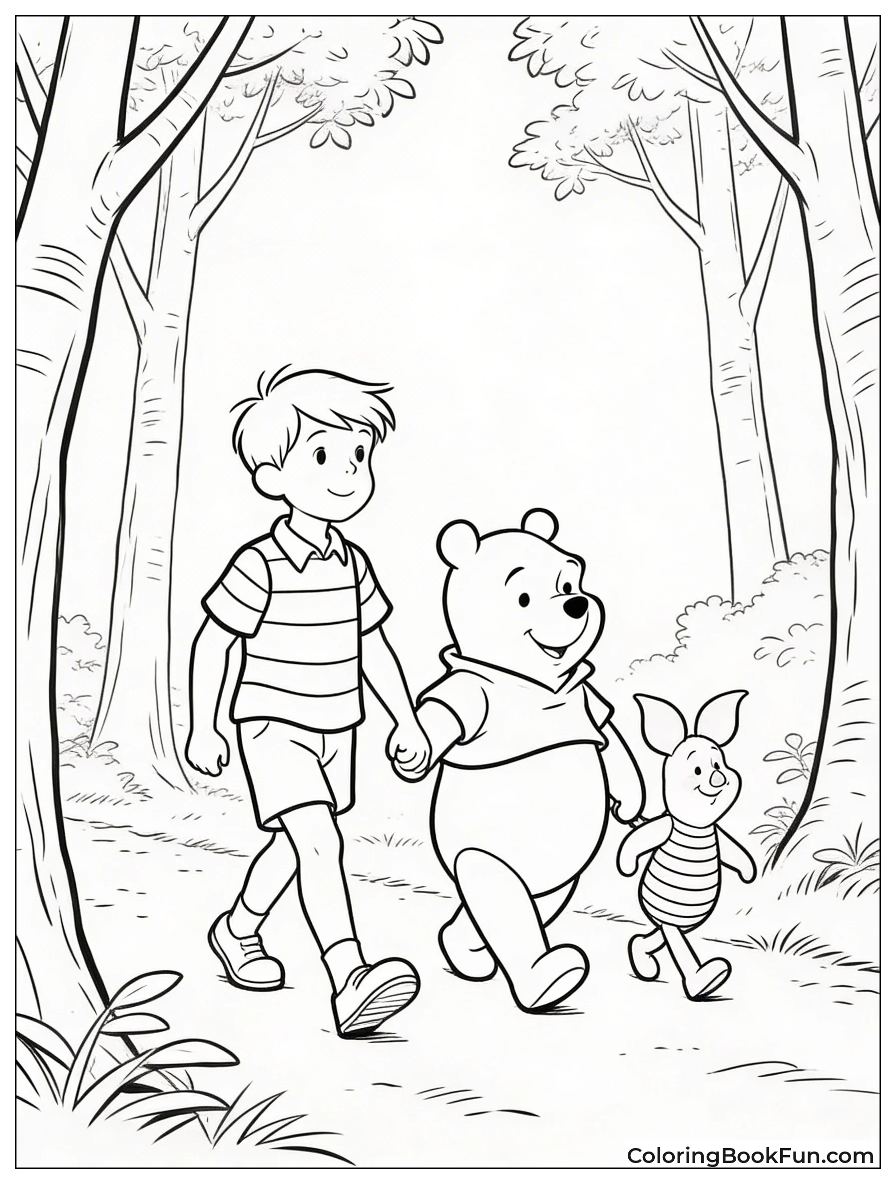 Christopher Robin Walks with Friends