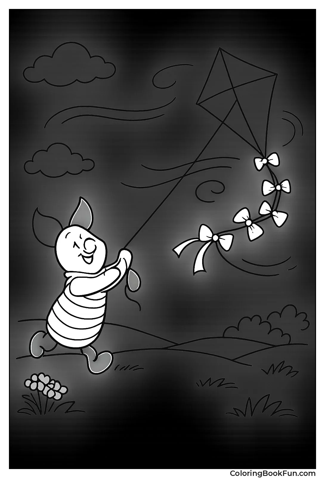 Piglet Flies His Kite