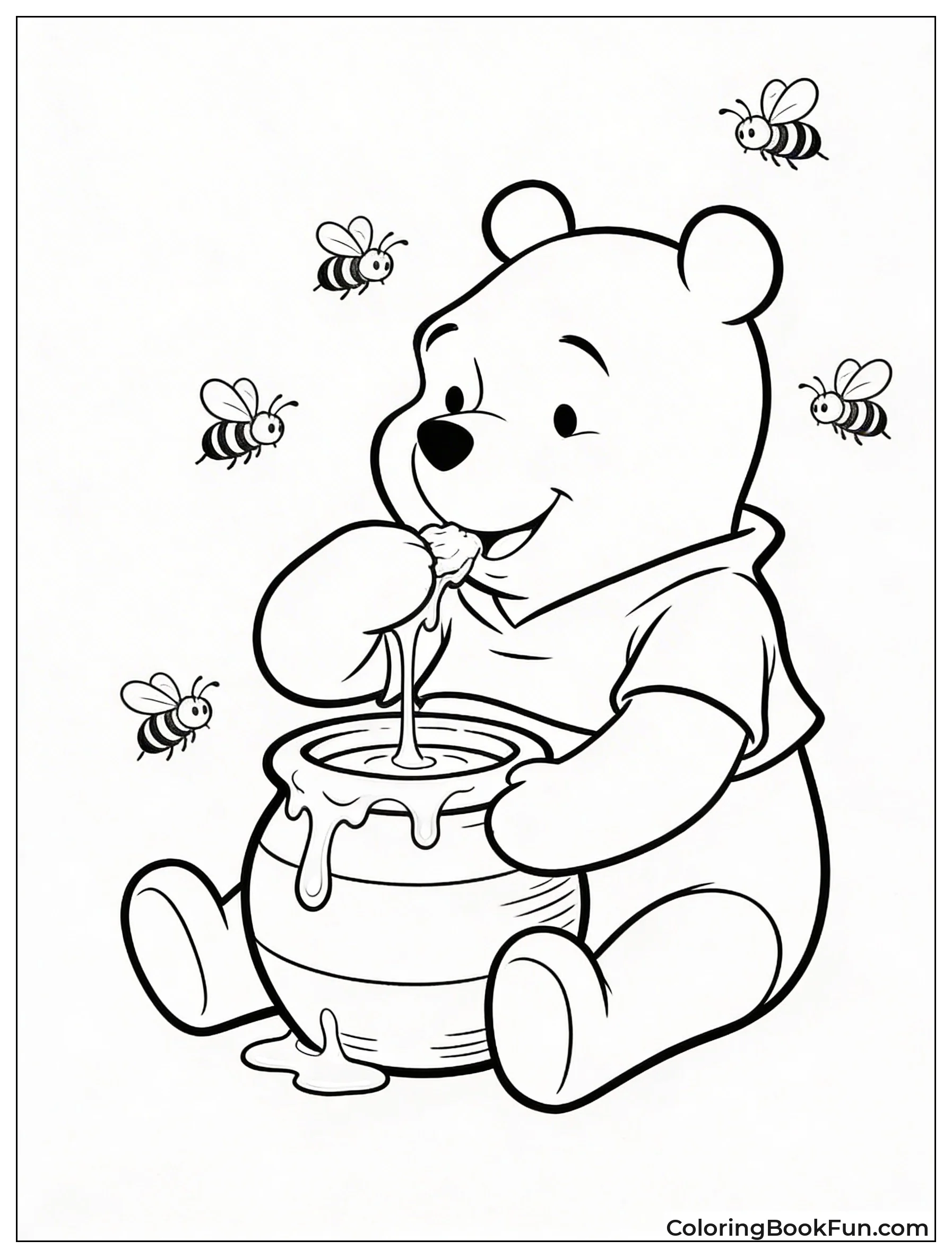 Pooh Eats from Honey Pot